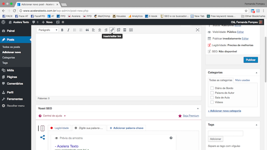 como fazer link no wordpress